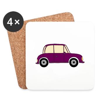 Voiture en violet - Dessous de verre (lot de 4) - blanc - Devant