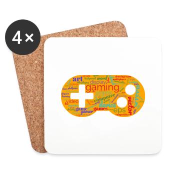wordcloud gaming orange 2 - Untersetzer (4er-Set) - Weiß - Vorne