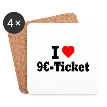 9 euro ticket - Untersetzer (4er-Set) - Weiß - Vorne