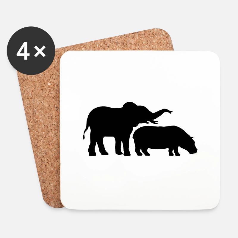 Nilpferd Elefant Dickhäuter Team - Untersetzer (4er-Set) - Weiß