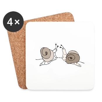 Escargots - Dessous de verre (lot de 4) - blanc - Devant