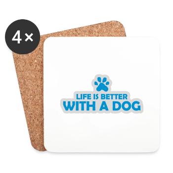 better with a dog - Coasters (set of 4) - white - Front