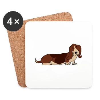 Basset Hound - Untersetzer (4er-Set) - Weiß - Vorne