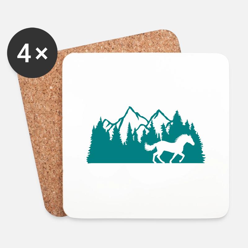 Wald Berge Natur Pferd - Untersetzer (4er-Set) - Weiß