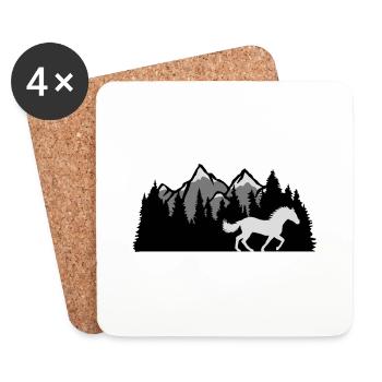 Berge Wald Natur Pferd - Untersetzer (4er-Set) - Weiß - Vorne