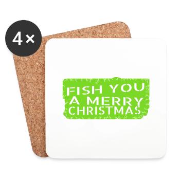 cadeau poisson bateau de pêche amour génial drôle - Dessous de verre (lot de 4) - blanc - Devant