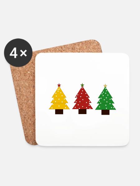Nordmanntanne Nordmann-Tanne Tanne Weihnachtsbäume - Untersetzer (4er-Set) - Weiß