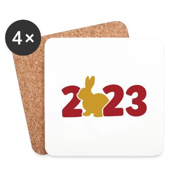 Or Rouge Lapin 2023 - Dessous de verre (lot de 4) - blanc - Devant
