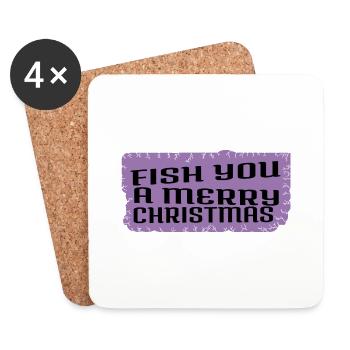 Bass Fishing Comic Axolotls Birthday Beard Gang - Coasters (set of 4) - white - Front