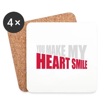 Faire sourire mon cœur - Dessous de verre (lot de 4) - blanc - Devant