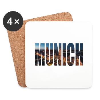 MUNICH SKYLINE NIGHT München - Coasters (set of 4) - white - Front