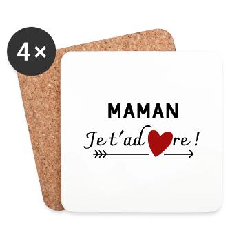maman je t'adore - Dessous de verre (lot de 4) - blanc - Devant