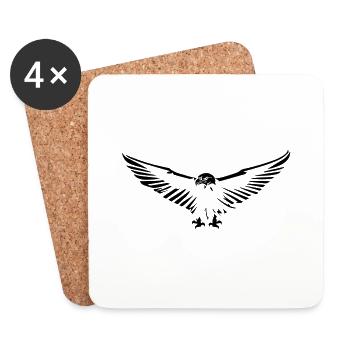 Flying eagle opening its wings stylized simple - Coasters (set of 4) - white - Front