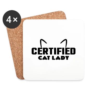Certified Cat Lady - Coasters (set of 4) - white - Front