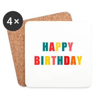 HAPPY BIRTHDAY. JOYEUX ANNIVERSAIRE. ANNIVERSAIRE. - Dessous de verre (lot de 4) - blanc - Devant