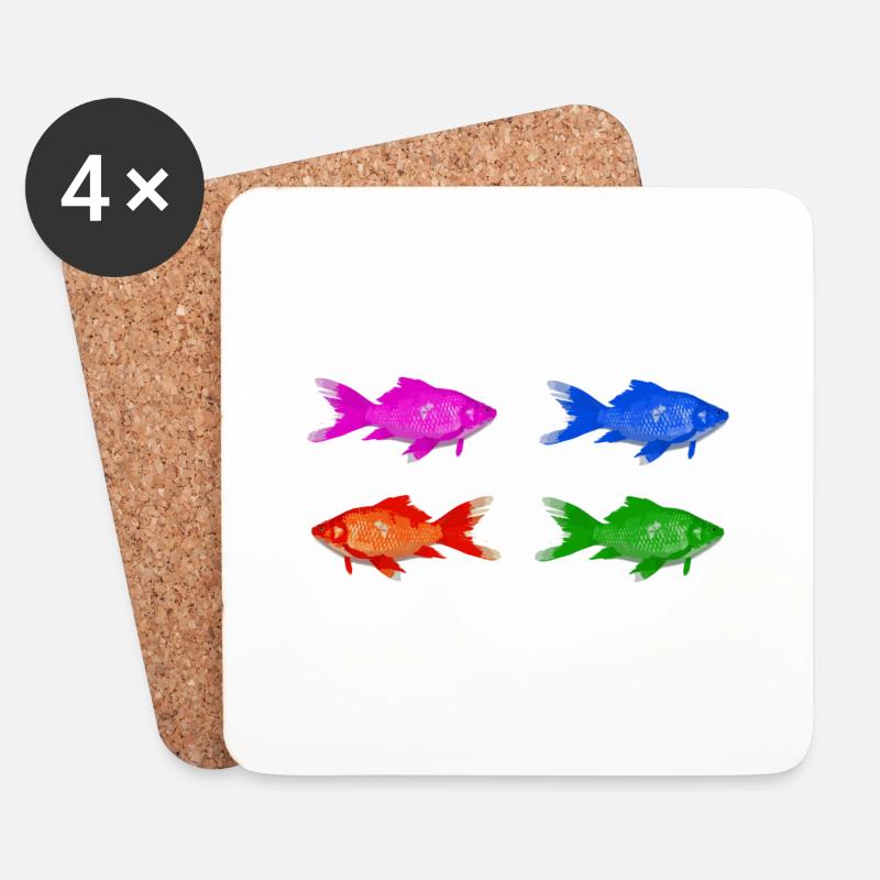 Fisch - Untersetzer (4er-Set) - Weiß