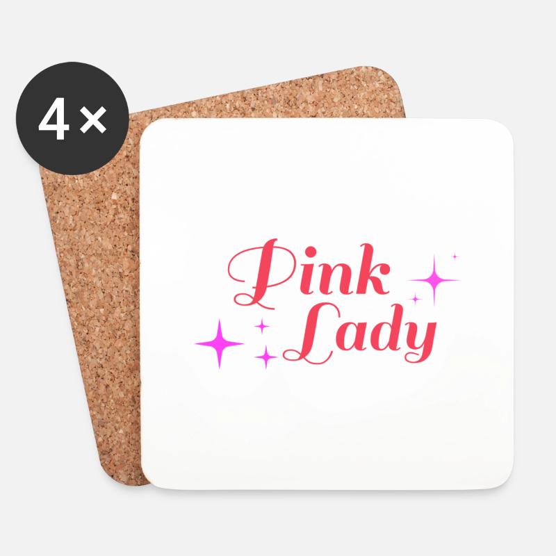 Pink Lady mit pinken Sternen - Untersetzer (4er-Set) - Weiß