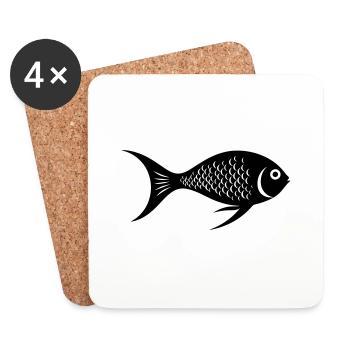 Poisson doux nageant dans la mer - illustration - Dessous de verre (lot de 4) - blanc - Devant
