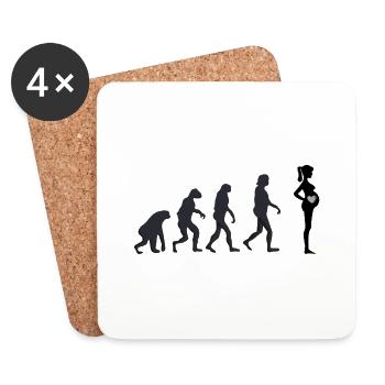 Schwanger - Menschliche Evolution - Untersetzer (4er-Set) - Weiß - Vorne