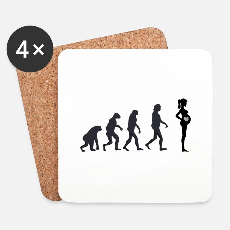 Schwanger - Menschliche Evolution - Untersetzer (4er-Set) - Weiß