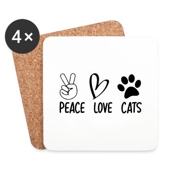 Peace Love Cats - Untersetzer (4er-Set) - Weiß - Vorne