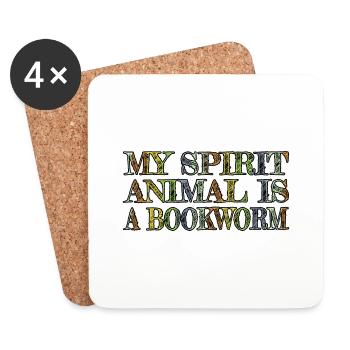animal present idea book literary book worm - Coasters (set of 4) - white - Front