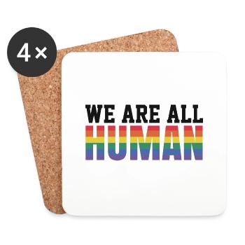 We Are All Human LGBTQ Rainbow - Coasters (set of 4) - white - Front