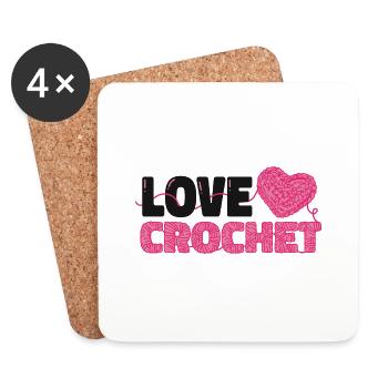 Love crochet heart pattern - Untersetzer (4er-Set) - Weiß - Vorne