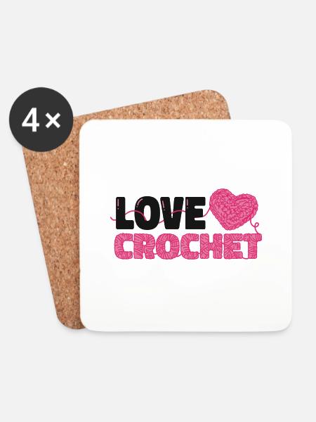 Love crochet heart pattern - Untersetzer (4er-Set) - Weiß