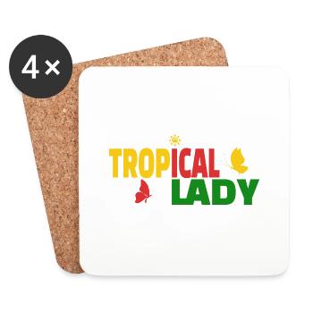 Tropical lady - Dessous de verre (lot de 4) - blanc - Devant