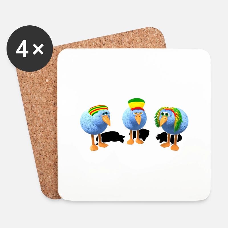 Three little Reggae Birds - Untersetzer (4er-Set) - Weiß