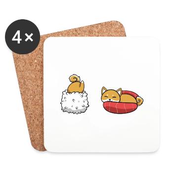 Shiba Inu Chien Sushi Japon Akita I Cadeau - Dessous de verre (lot de 4) - blanc - Devant