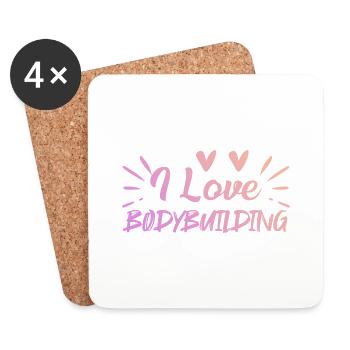 I love bodybuilding - Coasters (set of 4) - white - Front