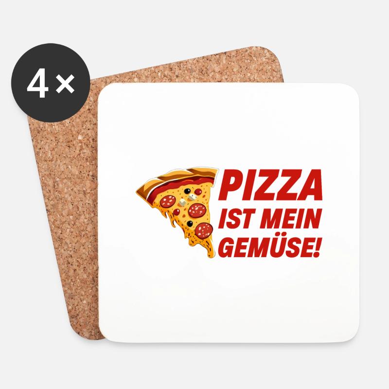 Pizza ist mein Gemüse - Untersetzer (4er-Set) - Weiß