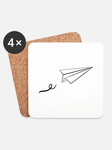 Papierflieger - Untersetzer (4er-Set) - Weiß