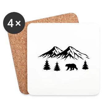 Montagnes Ours Nature - Dessous de verre (lot de 4) - blanc - Devant
