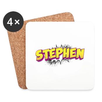 Stephen nom personnalisé bande dessinée Style Pop Art, - Dessous de verre (lot de 4) - blanc - Devant
