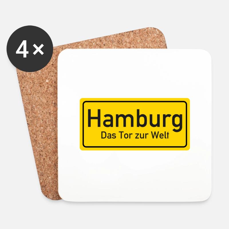 Hamburger Ortsschild Deutschland - Untersetzer (4er-Set) - Weiß