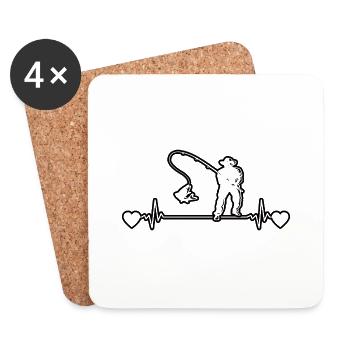 Hameçon Pêche Pêche Pêche Pêche Pêcheur - Dessous de verre (lot de 4) - blanc - Devant