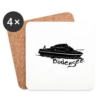 Motorboot schwarz - Untersetzer (4er-Set) - Weiß - Vorne