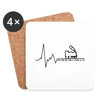 Mon cœur bat pour le chemin de fer - Dessous de verre (lot de 4) - blanc - Devant