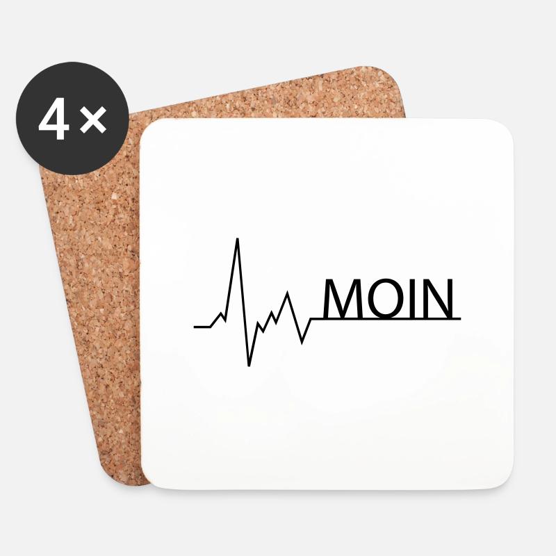MOIN Herzschlag EKG - Untersetzer (4er-Set) - Weiß