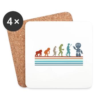 Retro Vintage Robot Evolution - Coasters (set of 4) - white - Front