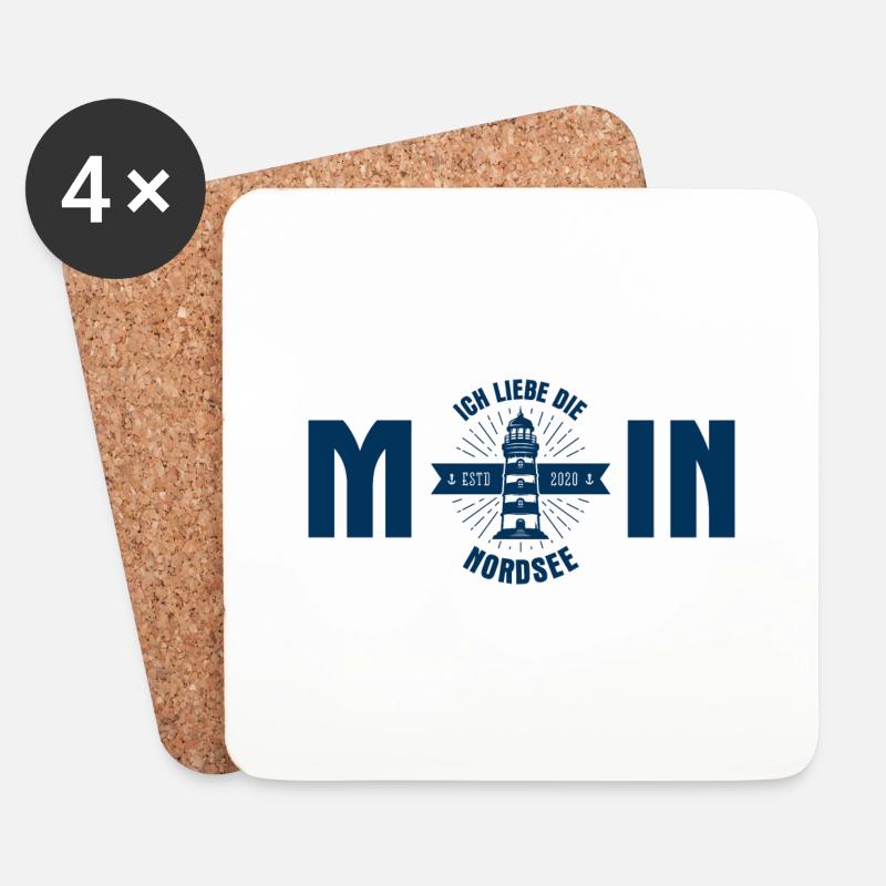 Moin blau - Untersetzer (4er-Set) - Weiß