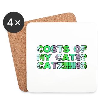 cartoon cat cat collage tshirts kitten funny - Untersetzer (4er-Set) - Weiß - Vorne