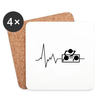 Heartbeat DJ Disk Jockey Mélangeur d’égaliseur de musique - Dessous de verre (lot de 4) - blanc - Devant