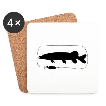 Pike with spoon blinker - Coasters (set of 4) - white - Front