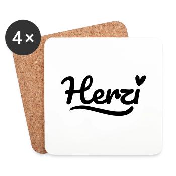 Herzi Schrift Herz - Untersetzer (4er-Set) - Weiß - Vorne