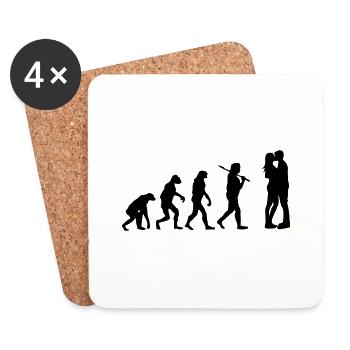 Die Evolution der Liebe - Untersetzer (4er-Set) - Weiß - Vorne