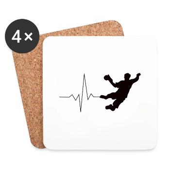 Battement de cœur du handball - Dessous de verre (lot de 4) - blanc - Devant